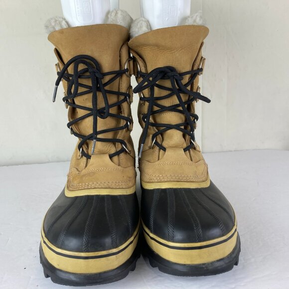 Sorel Caribou Mens Sz 11 Brown Leather Insulated Waterproof Winter Snow Boots - Picture 4 of 9